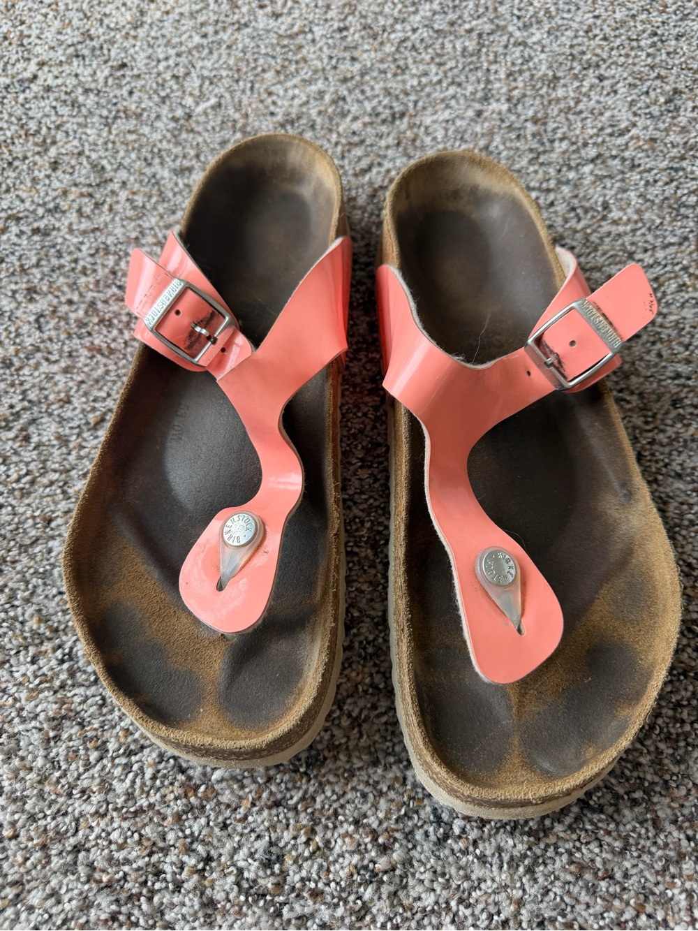 Birkenstock Kairo Coral Pink Patent T-Strap Sandals EU 42 Women's 11